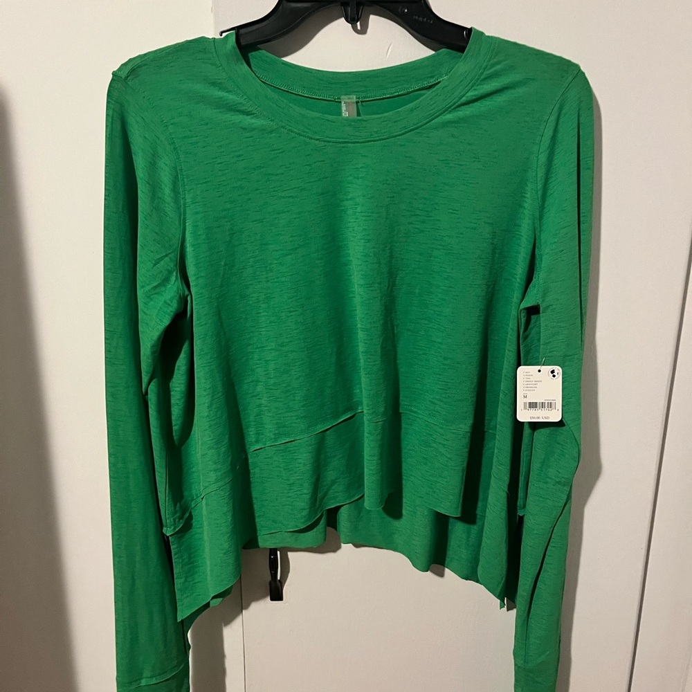 Free People Green Crop T-Shirt Medium
